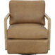 Castell Rustic Oak / Ludlow Sesame Leather Swivel Lounge Chair, Swivel